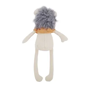 white with grey hair sleepy lion back view