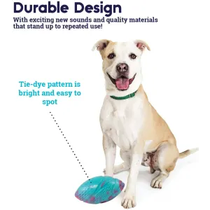 Grunt Fetch Football Dog Toy blue and pink durable design with white dog
