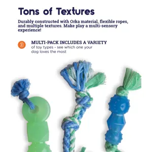 Mini Dental Puppy Chew Toys blue and green chew toys with tons of textures