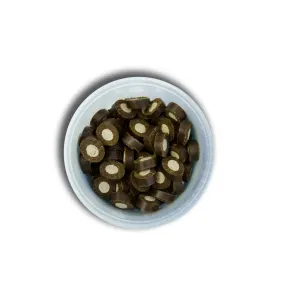 Probono Boerie Bites Dog Chews inside packaging with brown and white bites