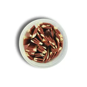 BBQ Bacon Strips Dog Treats inside packaging with red and white bacon strips