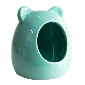 Beeztees Ceramic Rodent House close up mint green ceramic