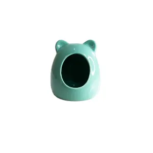 Beeztees Ceramic Rodent House front view mint green ceramin hideout