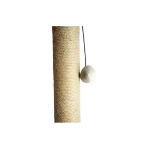 Yenna Cat Scratch Post close up of twine post with grey ball