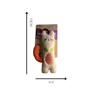 Rosewood Little Nippers Kitty Crunch size to scale with white cat toy