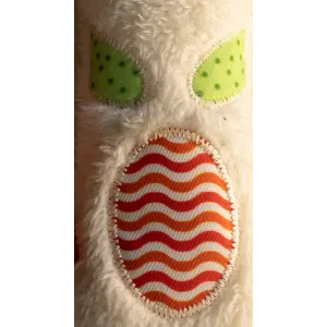 Rosewood Little Nippers Kitty Crunch close up of belly, with red and orange stripes