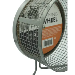 Training Rodent Wheel for small pets close up of grate on grey metal wheel