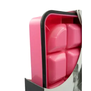 Anti-Scoff Pet Bowl - Waffle pink close up of nonslip rubber base and bottom