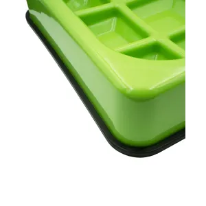 Anti-Scoff Pet Bowl - Waffle green close up of the nonslip rubber base