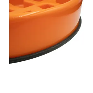 Anti-Scoff Pet Bowl - Fishbone orange close up of nonslip rubber base