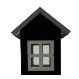 House Feeder For Birds - Black close up of window view and metal roof