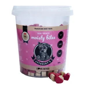 Cuthberts Love Bites Dog Treats in packaging with pink label