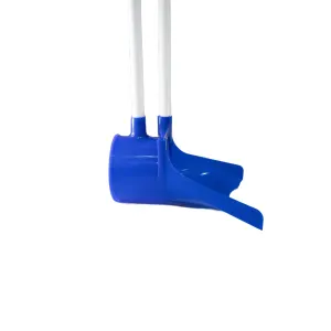 Marltons Dog Poop Scoop side view with blue bottom and white poles
