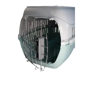 Road Runner Carrier for Small Dogs & Cats close up of the metal cage door