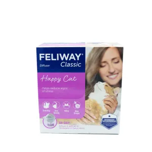 Feliway Plug-in Diffuser & Refill for Cats pink and purple packaging