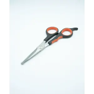 Ear & Face Scissors For Dogs out of packaging with black and red design
