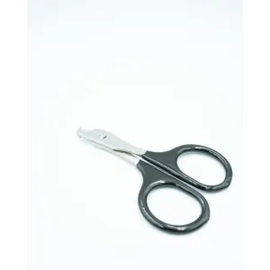Cat Nail Clipper close up of black handle with metal sharp scissors