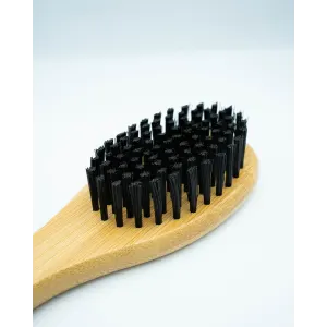 Bamboo Soft Bristle Brush close up of soft bristles with bamboo handle
