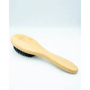 Bamboo Soft Bristle Brush back side with bamboo handle
