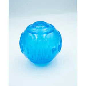 Orka Tennis Ball Dog Toy close up of blue rubber ball