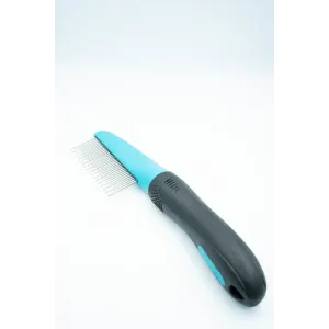 Up & Down Comb For Dogs full view of black handle with metal teeth