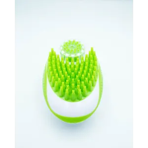 2-in-1 Pet Bath and Groom Brush bottom of brush green color