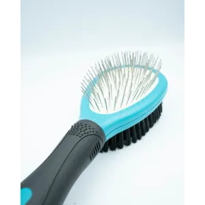 Double Sided Pin Brush For Dogs side with metal teeth