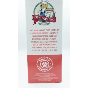 Montgomery’s Strawberry and Banana Dog Biscuits side of box with information story