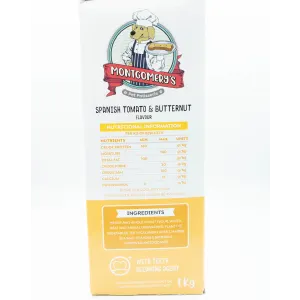 Montgomery’s Spanish Tomato and Butternut Dog Biscuits side of box with ingredients