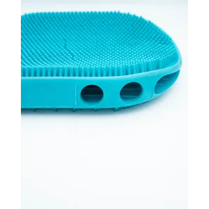Rubber Grooming Mitt for Dog side view with blue rubber nubs
