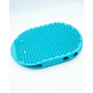 Rubber Grooming Mitt for Dog side view with blue rubber nodules