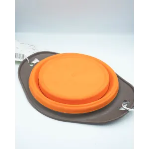 On The Road Foldable Pet Bowl orange design pushed flat