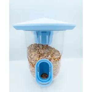 Singing Friend Seed Feeder For Birds blue color full view with seeds