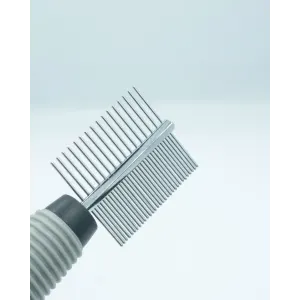Combi Grooming Comb for Small Pets close up of the metal teeth