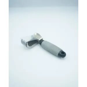 Dematting Comb for Small Pets full profile of the grey handle with sharp metal teeth