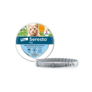 Seresto Tick and Flea Collar for Cats grey collar with metal tin
