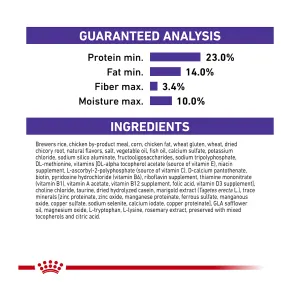 Royal Canin Calm Small Adult Dry Dog Food guaranteed analysis