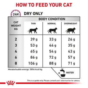 Royal Canin Mobility Adult Cat Food feeding guidelines