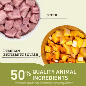 Acana Singles Yorkshire Pork Dog Food pork and pumpkin ingredients