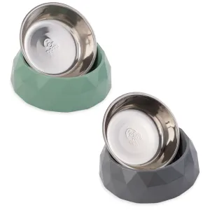 2-In-1 Diamond Melamine & Stainless Steel Pet Bowl