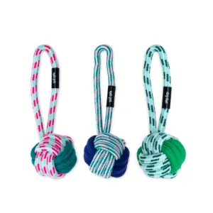 Rope Knot Dog Ball Toy green, yellow, blue, pink and maize