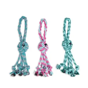 Tassel Rope Dog Ball Toy blue, yellow, green, pink and maize