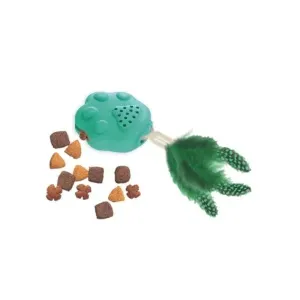 Suction Cup Cat Toy with treat dispenser and feathers