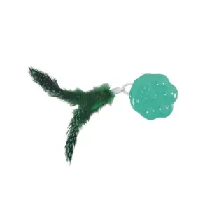 Suction Cup Cat Toy with green feathers