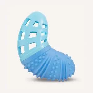 Vice Versa Chicken-Scented Boomerang Dog Toy blue rubber and plastic sides