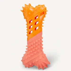 Vice Versa Bacon-Scented Bone Dog Toy soft side and hard side orange toy