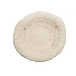 Deep Tweed Teddy Bear Pet Bed view from top of white inner fleece material