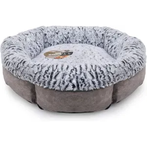 Plush Fleece-Lined Pet Bed single, with grey and fleece material