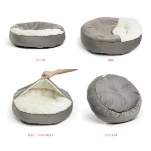 Cozy Cuddler Semi-Covered Pet Bed grey colour all angles