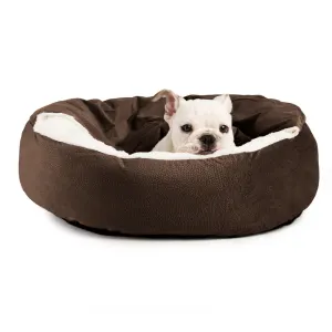 Cozy Cuddler Semi-Covered Pet Bed chocolate bedLifestyle image